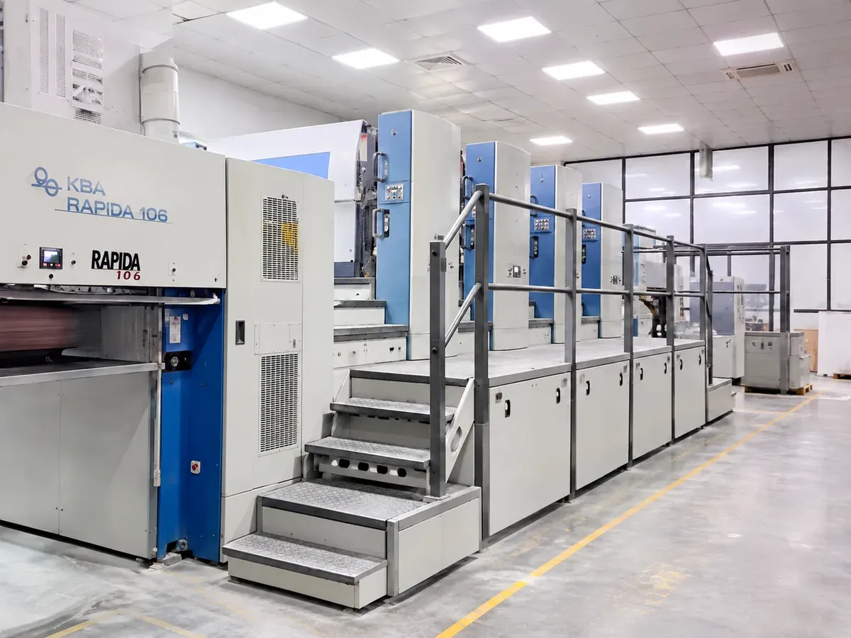 Offset printing equipment on the factory floor